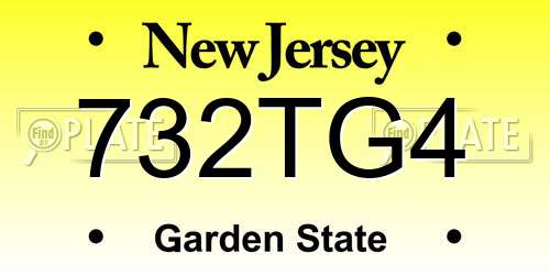 732TG4 New Jersey License Plate
