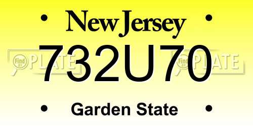 732U70 New Jersey License Plate