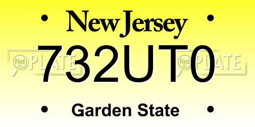 732UT0 New Jersey License Plate