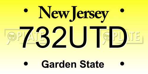 732UTD New Jersey License Plate