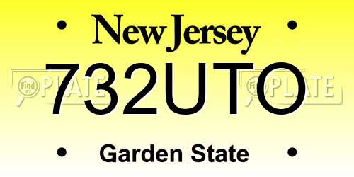 732UTO New Jersey License Plate