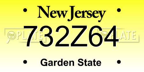 732Z64 New Jersey License Plate