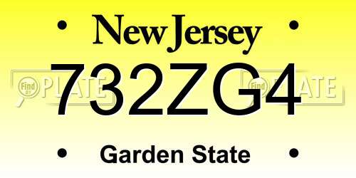 732ZG4 New Jersey License Plate