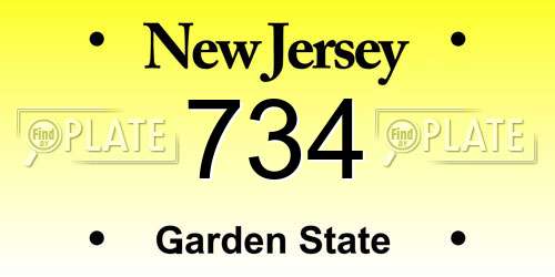 734 New Jersey License Plate