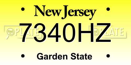 7340HZ New Jersey License Plate