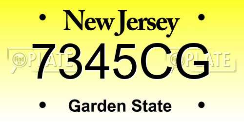 7345CG New Jersey License Plate
