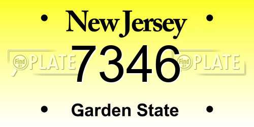 7346 New Jersey License Plate