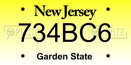 734BC6 New Jersey License Plate