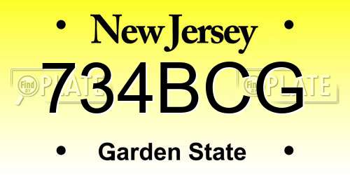 734BCG New Jersey License Plate