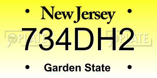 734DH2 New Jersey License Plate