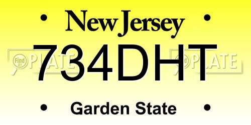 734DHT New Jersey License Plate