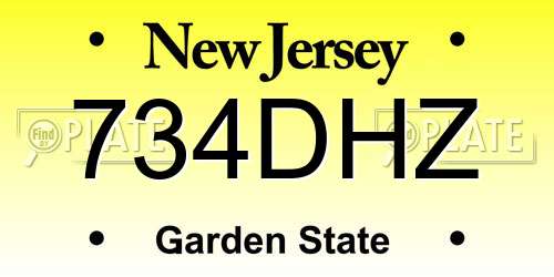 734DHZ New Jersey License Plate
