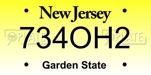 734OH2 New Jersey License Plate