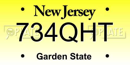 734QHT New Jersey License Plate