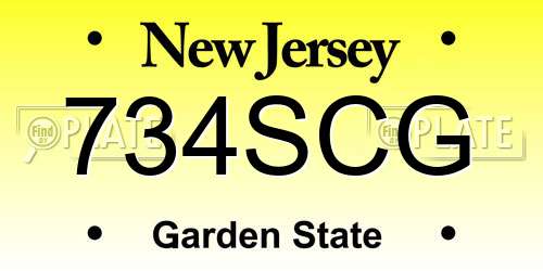 734SCG New Jersey License Plate