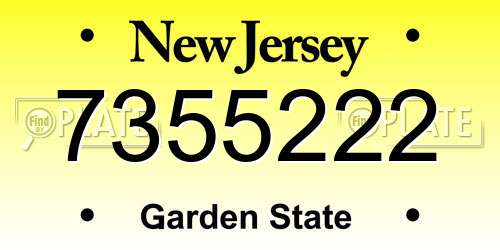 7355222 New Jersey License Plate