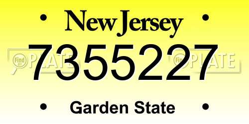 7355227 New Jersey License Plate