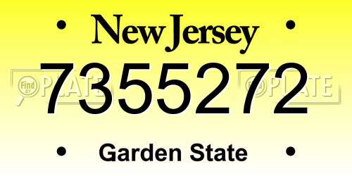 7355272 New Jersey License Plate