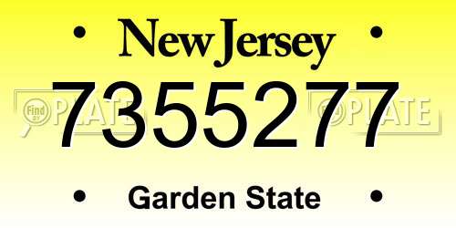 7355277 New Jersey License Plate