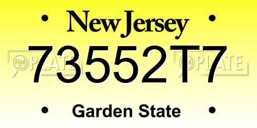 73552T7 New Jersey License Plate
