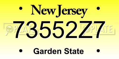 73552Z7 New Jersey License Plate