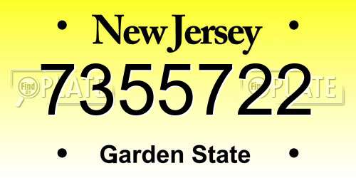 7355722 New Jersey License Plate