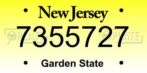 7355727 New Jersey License Plate