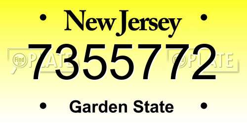 7355772 New Jersey License Plate
