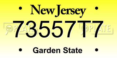 73557T7 New Jersey License Plate