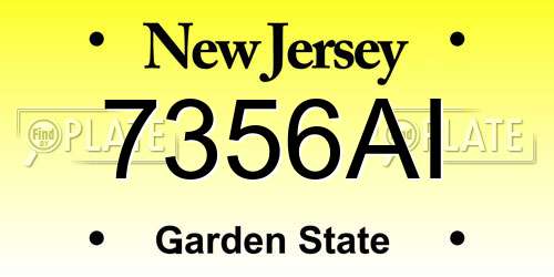 7356AI New Jersey License Plate