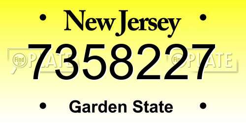 7358227 New Jersey License Plate