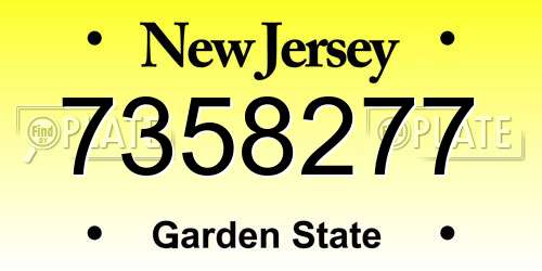 7358277 New Jersey License Plate