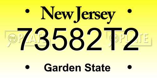 73582T2 New Jersey License Plate