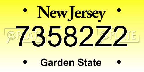 73582Z2 New Jersey License Plate