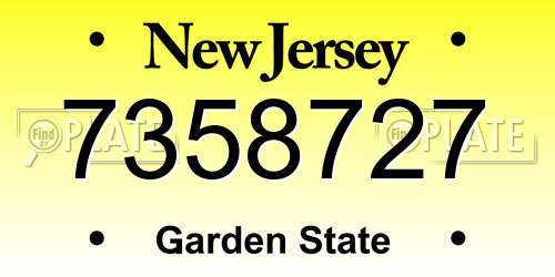 7358727 New Jersey License Plate