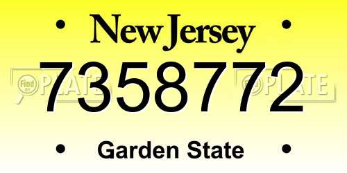 7358772 New Jersey License Plate