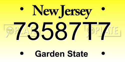 73587T7 New Jersey License Plate