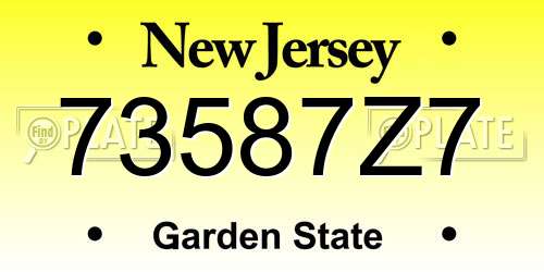 73587Z7 New Jersey License Plate