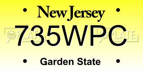 735WPC New Jersey License Plate