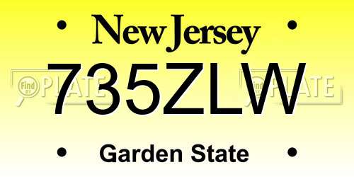 735ZLW New Jersey License Plate