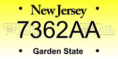 7362AA New Jersey License Plate
