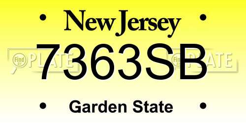 7363SB New Jersey License Plate