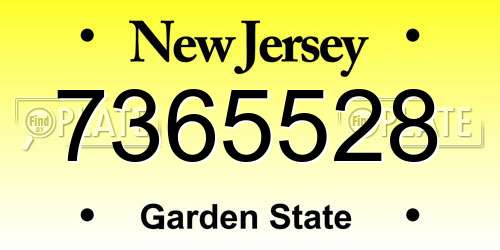 7365528 New Jersey License Plate