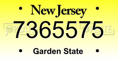 7365575 New Jersey License Plate
