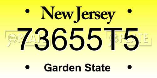 73655T5 New Jersey License Plate
