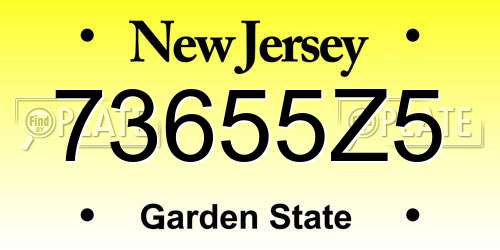 73655Z5 New Jersey License Plate