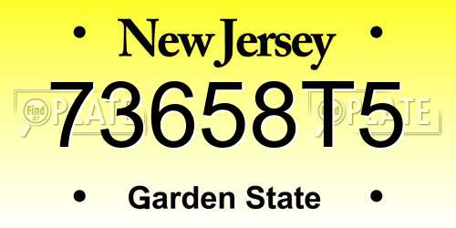 73658T5 New Jersey License Plate
