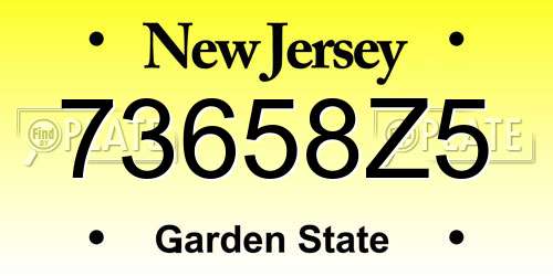 73658Z5 New Jersey License Plate