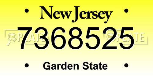 7368525 New Jersey License Plate