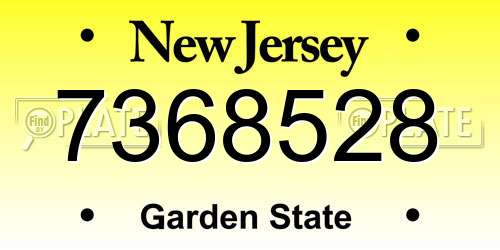 7368528 New Jersey License Plate